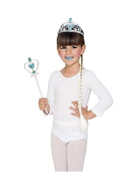 kit de princesa del hielo infantil trenza tiara y varita