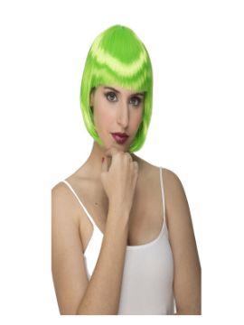 peluca corta con flequillo verde